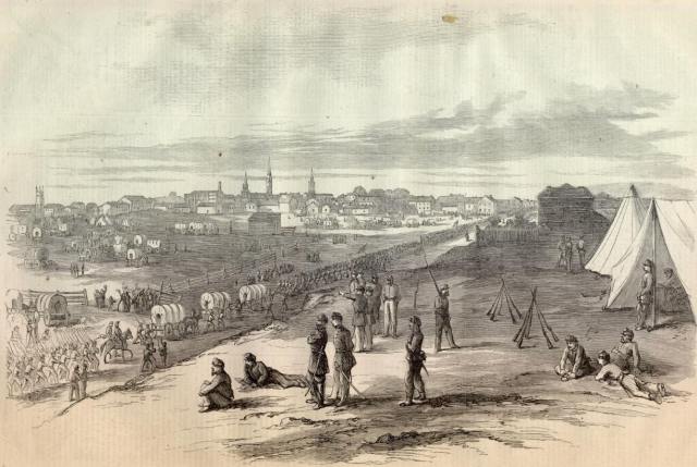 General Buell's Army Entering Louisville Kentucky. Drawn by H.Mosler. Image courtesy of Harper's Weekly and www.sonsofthesouth.net