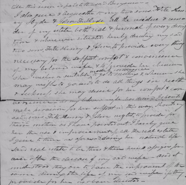 Joshua Hyde probate records 1838, courtesy of familysearch.org and ancestry.com.